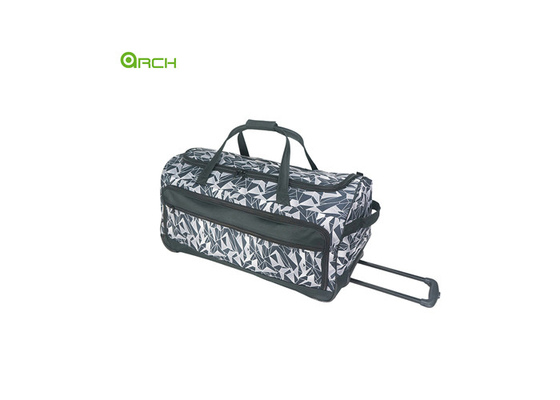 Manufacturer Printing Polyester Rolling Luggage Bag with two front pockets